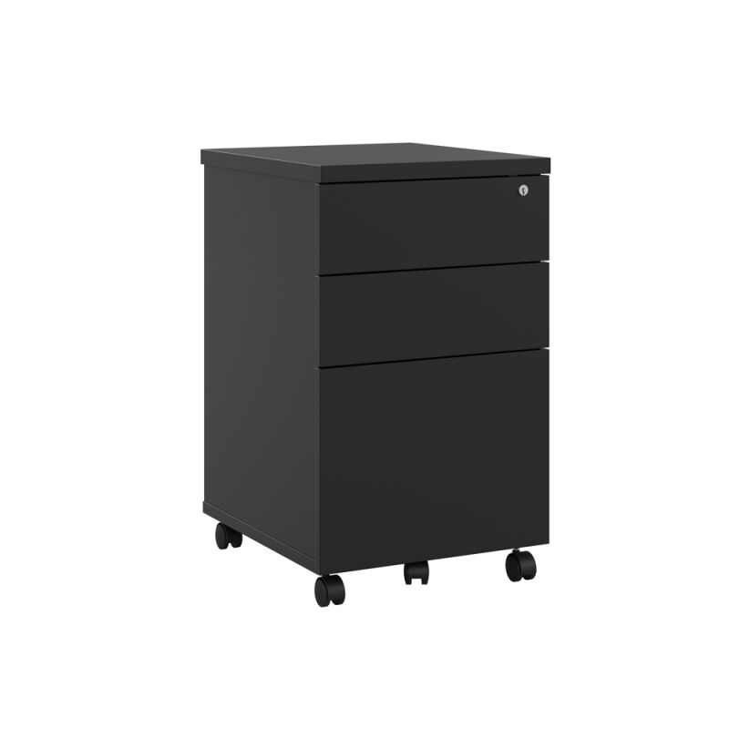 Bestar - Universel 16W Assembled Mobile Pedestal with 3 Drawers in Black - 65642-1118