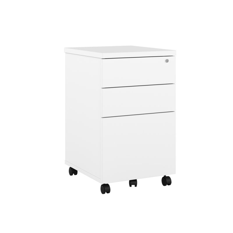 Bestar - Universel 16W Assembled Mobile Pedestal with 3 Drawers in White - 65642-1117