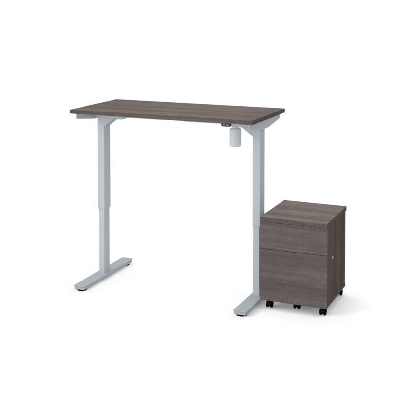 Bestar - Universel 2-Piece Set Including A 24“ X 48“ Standing Desk and A Mobile Pedestal in Bark Grey - 65842-47