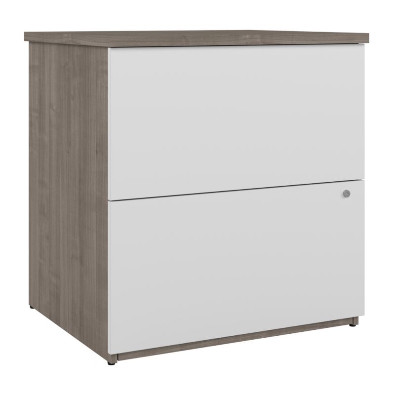 Bestar - Universel 28W Standard 2 Drawer Lateral File Cabinet in Silver Maple & Pure White - 165600-000144
