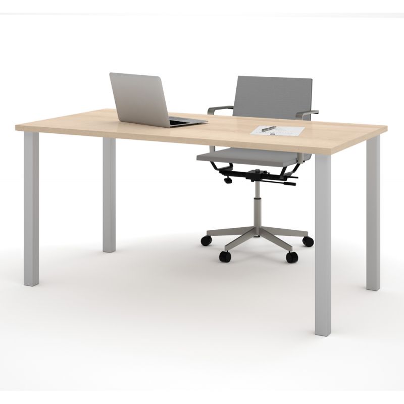 Bestar - Universel 60W Table Desk with Square Metal Legs in Northern Maple - 65865-38