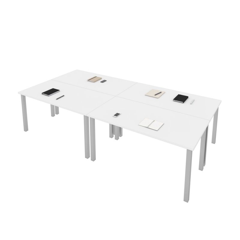 Bestar - Universel Four 60W X 30D Table Desks with Square Metal Legs in White - 65901-000017