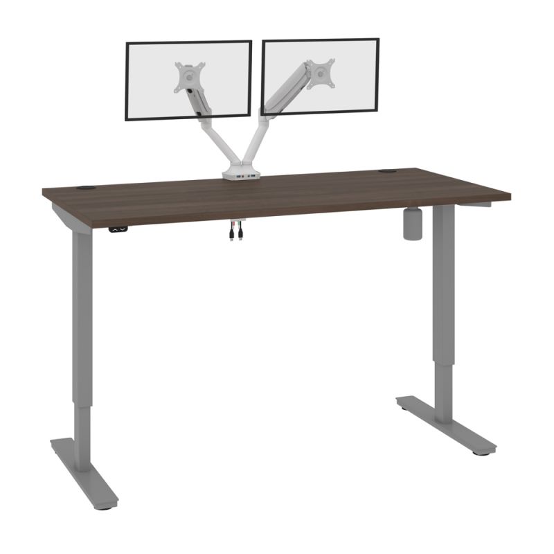 Bestar - Upstand 60W X 30D Standing Desk with Dual Monitor Arm in Antigua - 175870-000052