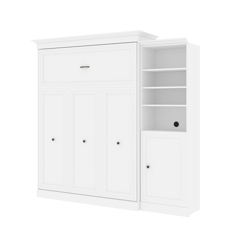 Bestar - Versatile 93W Queen Murphy Bed and Storage Cabinet (92W) in White - 40882-17