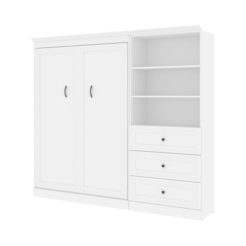Bestar - Versatile Full Murphy Bed and Shelving Unit with Drawers (95W) in White - 40895-17