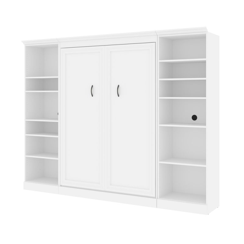 Bestar - Versatile Full Murphy Bed with 2 Shelving Units (109W) in White - 40891-17