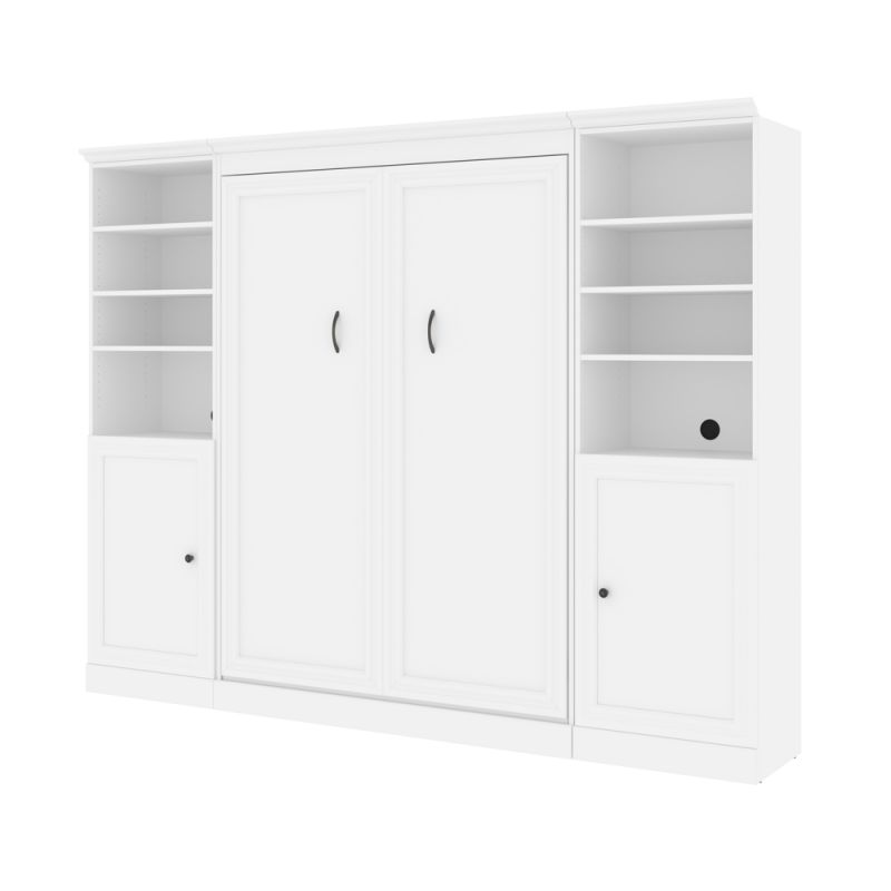 Bestar - Versatile Full Murphy Bed with 2 Storage Cabinets (109W) in White - 40894-17