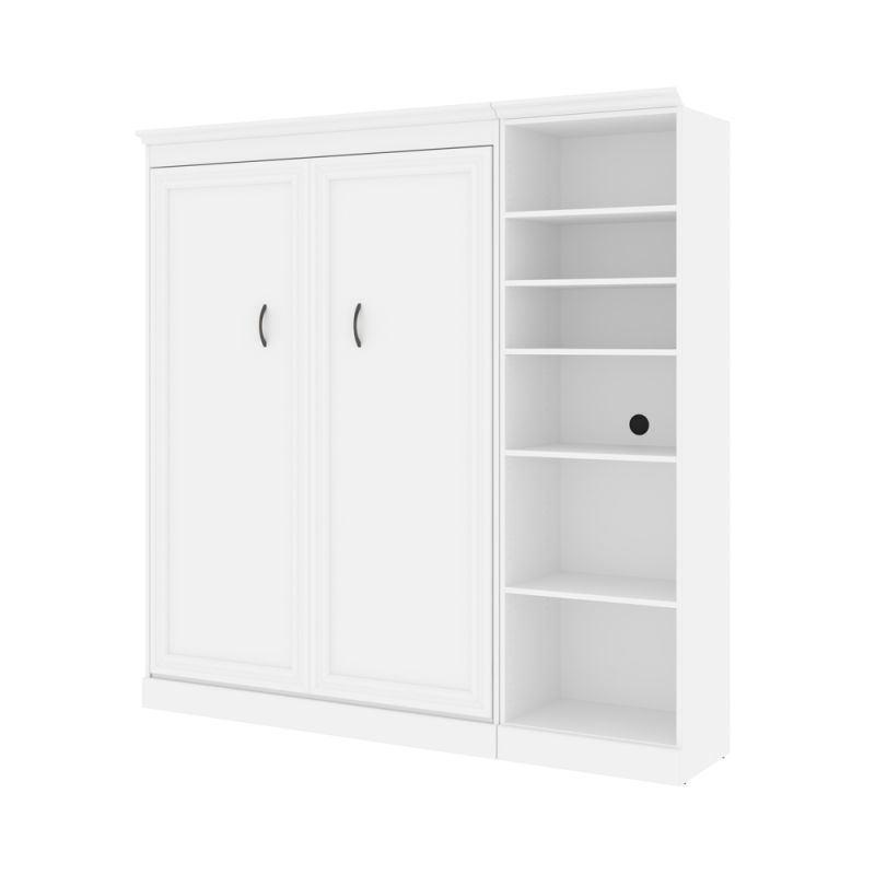 Bestar - Versatile Full Murphy Bed with Shelving Unit (84W) in White - 40890-17
