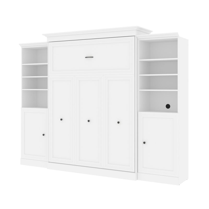 Bestar - Versatile Queen Murphy Bed and 2 Storage Cabinets (115W) in White - 40884-17