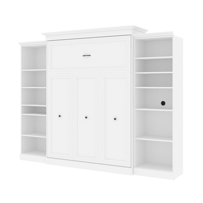 Bestar - Versatile Queen Murphy Bed with 2 Shelving Units (115W) in White - 40881-17