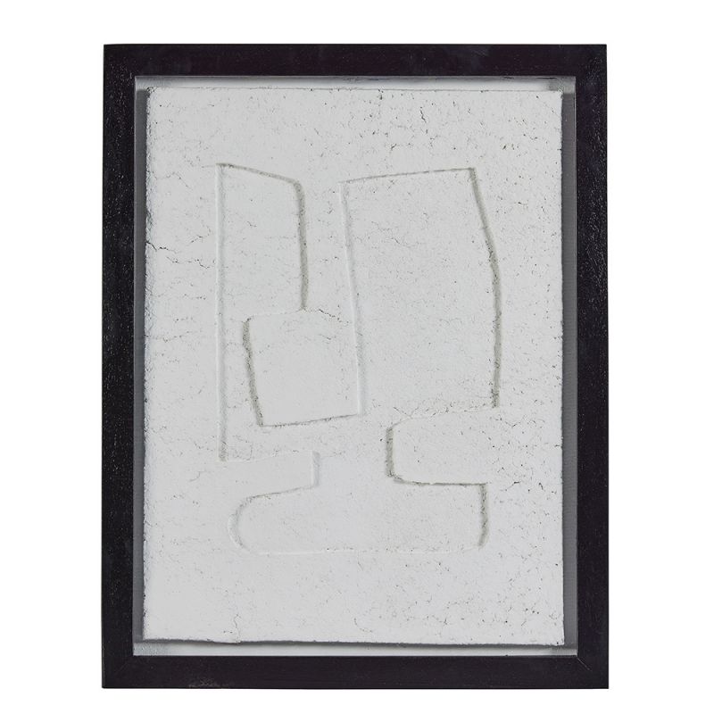 BOBO Intriguing Objects - Squared-off White Paper Mache Wall Art in Glass Wooden Frame - BI-8063-0020