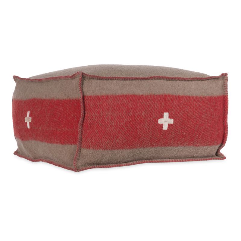 BOBO Intriguing Objects by Hooker Furniture - Swiss Army Pouf 24x24x13 Brown/Red - BI-9066-0005