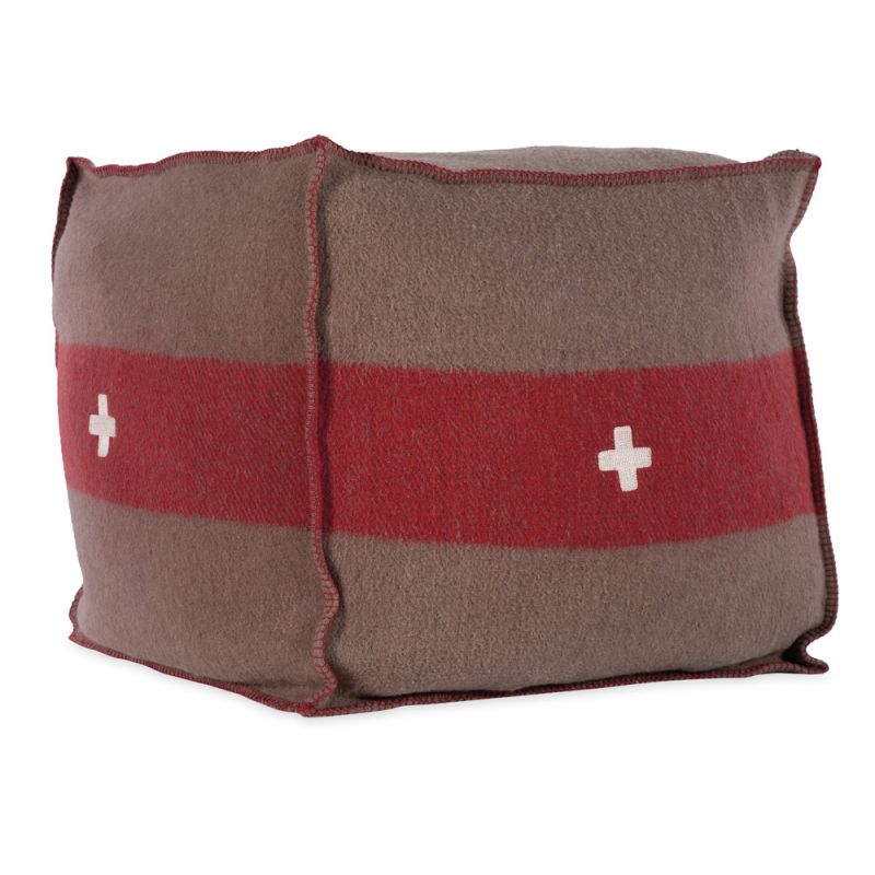 BOBO Intriguing Objects by Hooker Furniture - Swiss Army Pouf 24x24x24 Brown/Red - BI-9066-0008