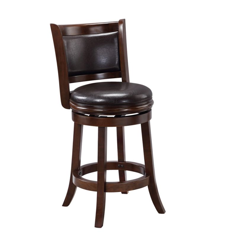 Boraam - Augusta Swivel Counter Stool - Cappuccino/Dark Brown Faux Leather - 46824