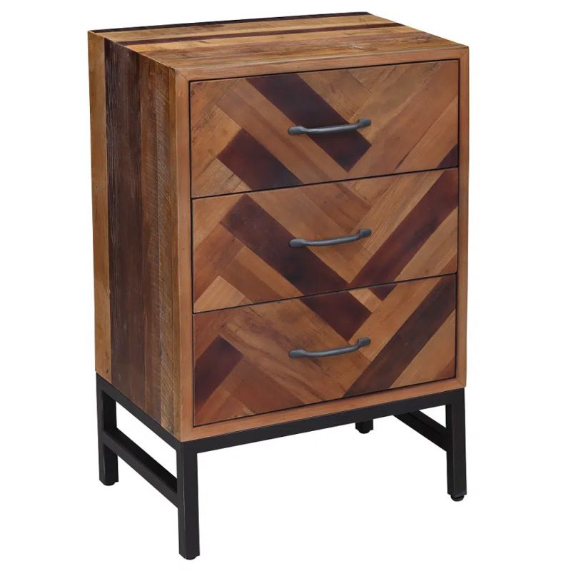 Boraam - Benton Oak Wood 3 Drawer Nightstand - Natural Oak Finish - 18145