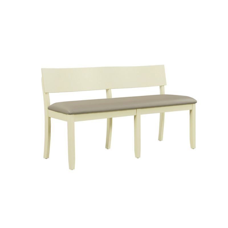 Boraam - Capella Beige Faux Leather Dining Height Bench - Buttermilk - 72018