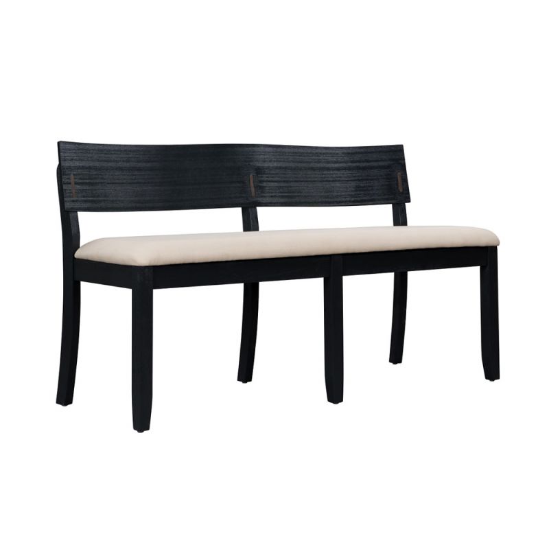 Boraam - Capella Cream Fabric Dining Height Bench - Matte Black Finish - 71018