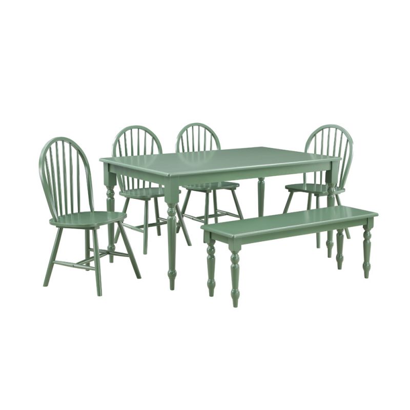 Boraam - Carolina 6-Piece Dining Set - Equestrian Green - 86569