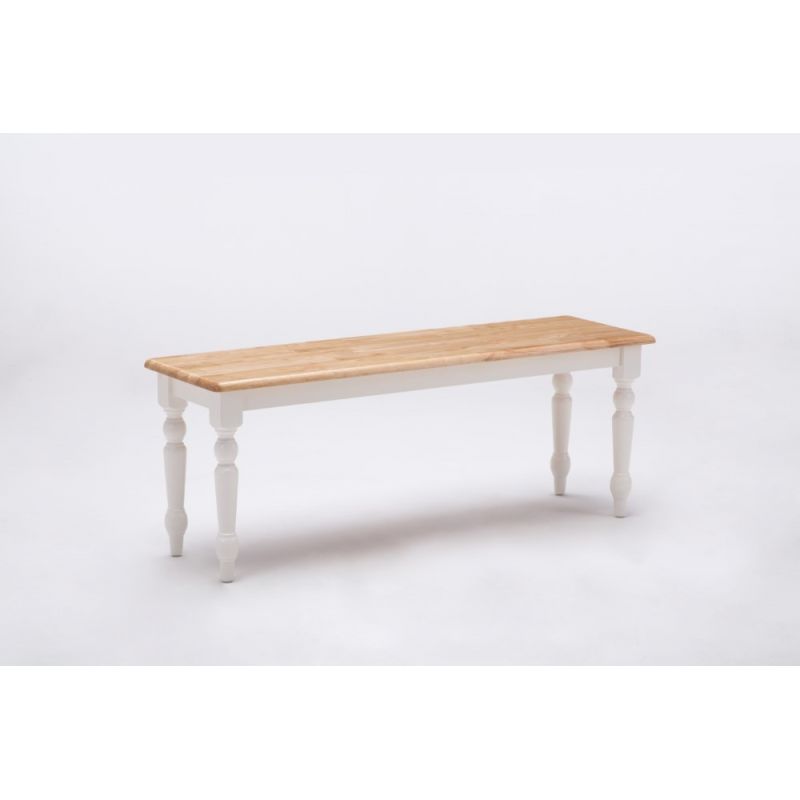 Boraam - Farmhouse Bench in White and Natural - 36369