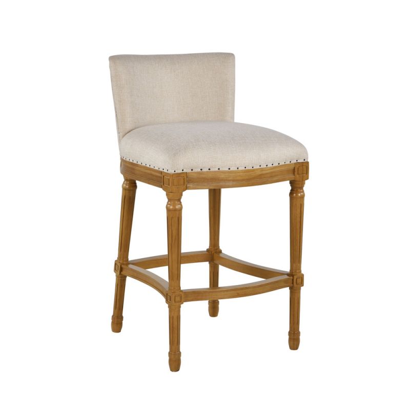 Boraam - Francesca Linen and Oak Wood Bar Stool - Tan/Natural - 18120