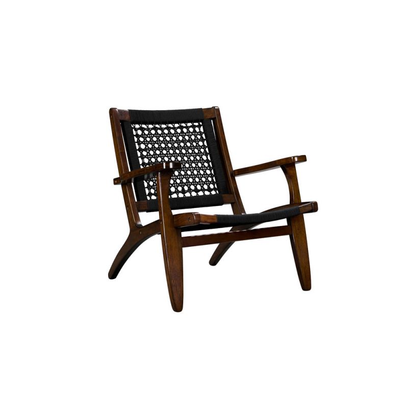 Boraam - Harrison Hexagon Woven Black Rope Accent Chair - Cappuccino Finish - 76252