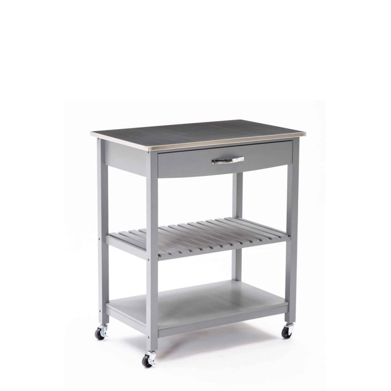 Boraam - Holland Kitchen Cart With Stainless Steel Top - Gray - 50658