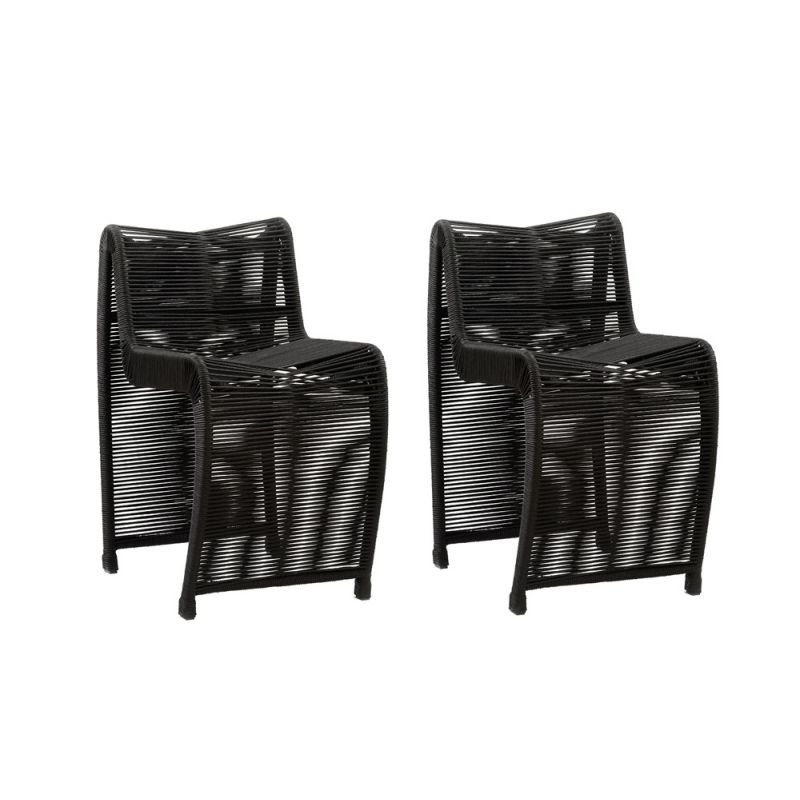 Boraam - Lorenzo Black Rope Counter Stool - Set of 2 - 77824