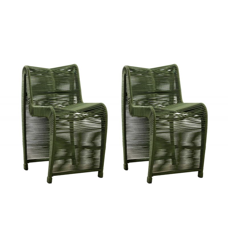 Boraam - Lorenzo Olive Green Rope Counter Stool - Set of 2 - 77224