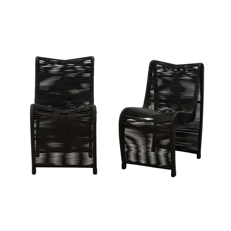 Boraam - Lorenzo Rope Outdoor Patio Chairs, Set of 2 - Black - 77143