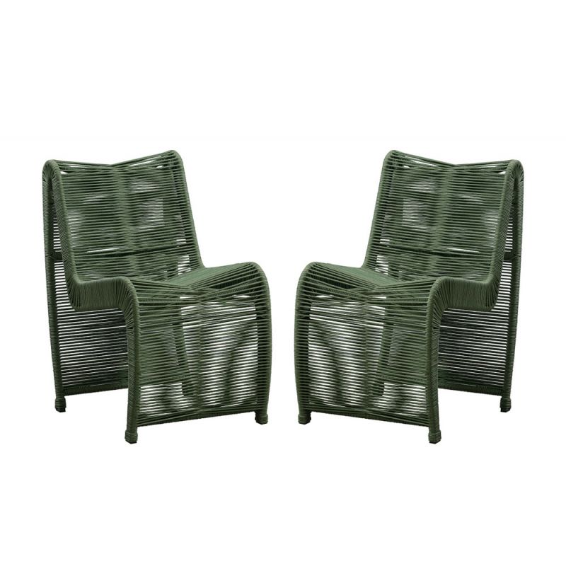 Boraam - Lorenzo Rope Outdoor Patio Chairs, Set of 2 - Olive Green - 77144