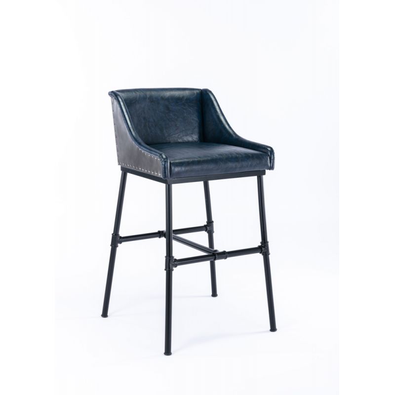 Boraam - Parlor Faux Leather Adjustable Bar Stool - Midnight Blue - 10144