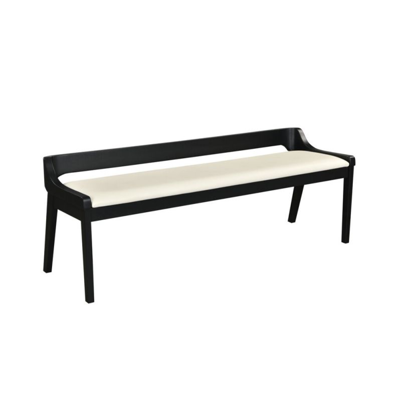 Boraam - Rasmus Cream Faux Leather Wood Dining Bench - Black Finish - 77818