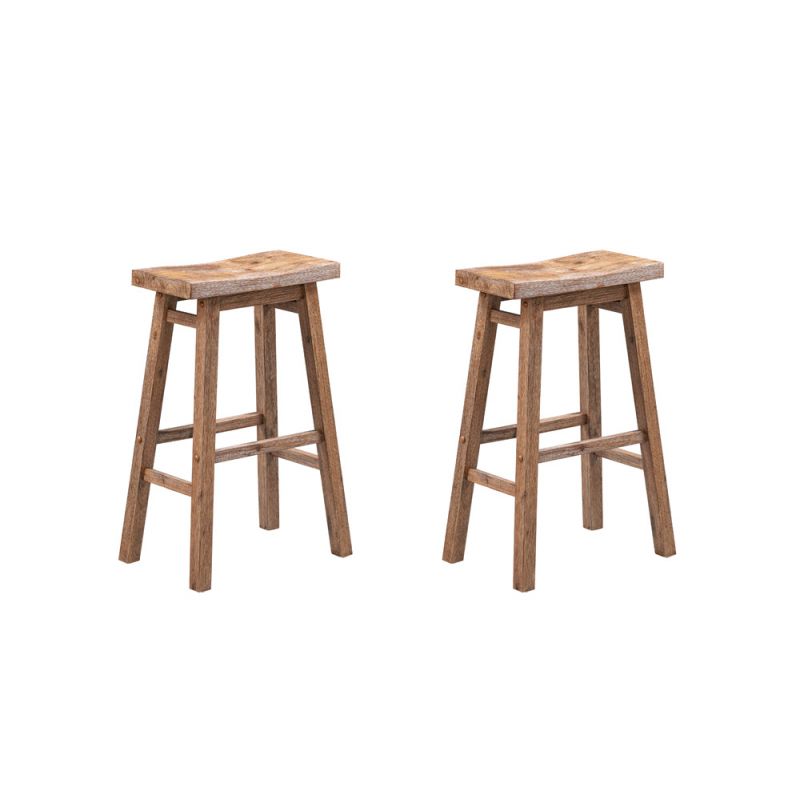 Boraam - Sonoma Backless Saddle Bar Stools - Barnwood Wire-Brush - Set of 2 - 75529