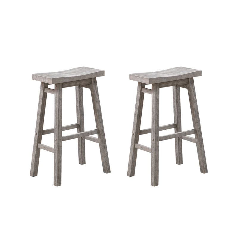 Boraam - Sonoma Backless Saddle Bar Stools - Storm Gray Wire-Brush - Set of 2 - 75629