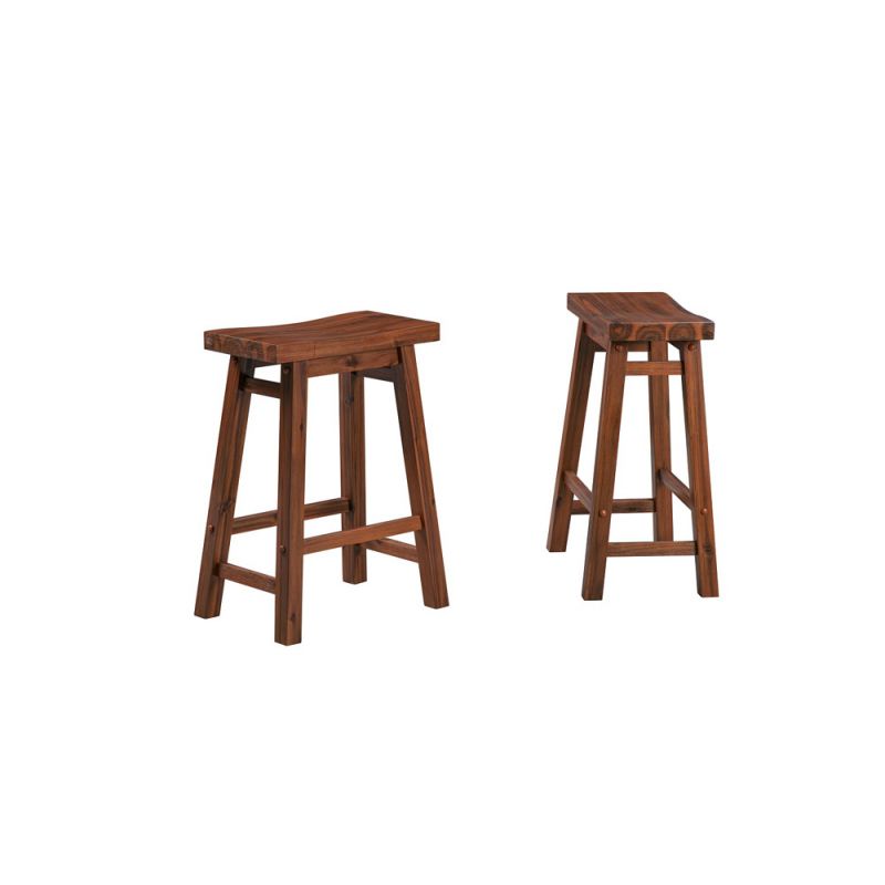 Boraam - Sonoma Backless Saddle Counter Stools - Chestnut Wire-Brush - Set of 2 - 75324