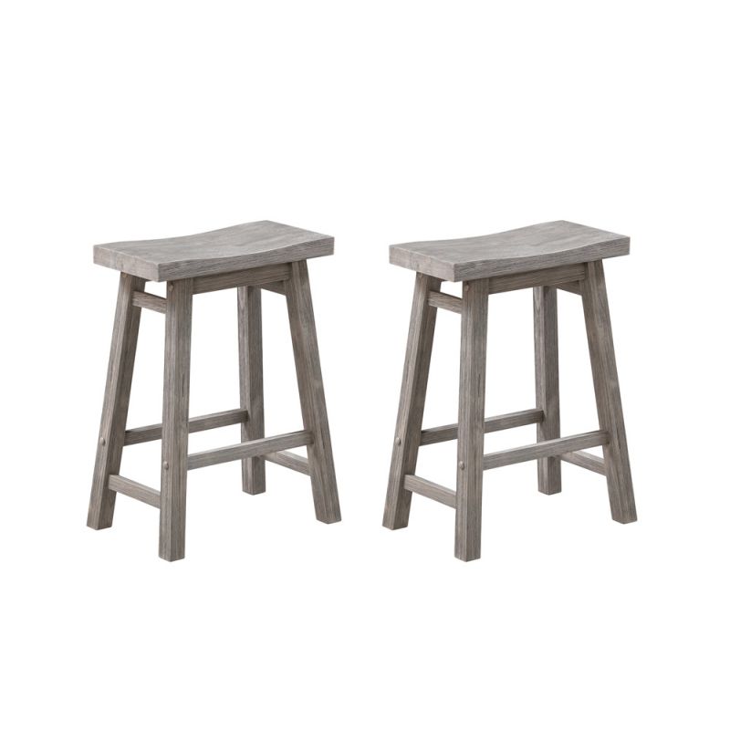 Boraam - Sonoma Backless Saddle Counter Stools - Storm Gray Wire-Brush - Set of 2 - 75624