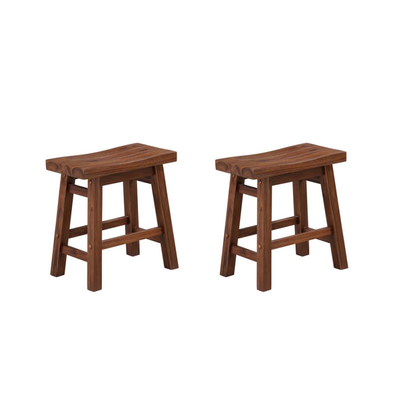 Boraam - Sonoma Backless Saddle Dining Height Stools - Chestnut Wire-Brush - Set of 2 - 75318