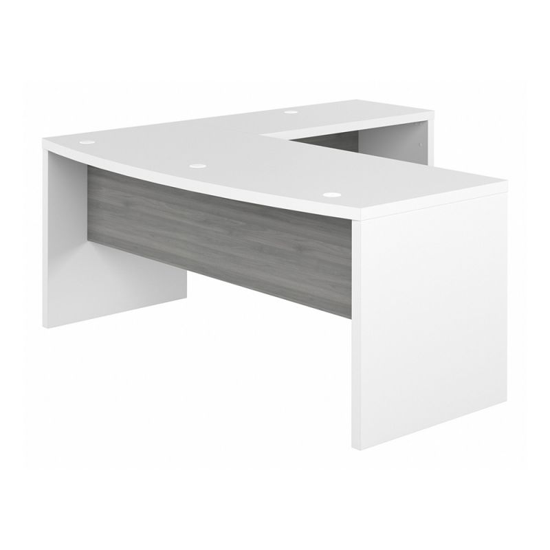 Bush Business Furniture - Echo 72W Bow Front L Shaped Desk in Pure White and Modern Gray - ECH053WHMG