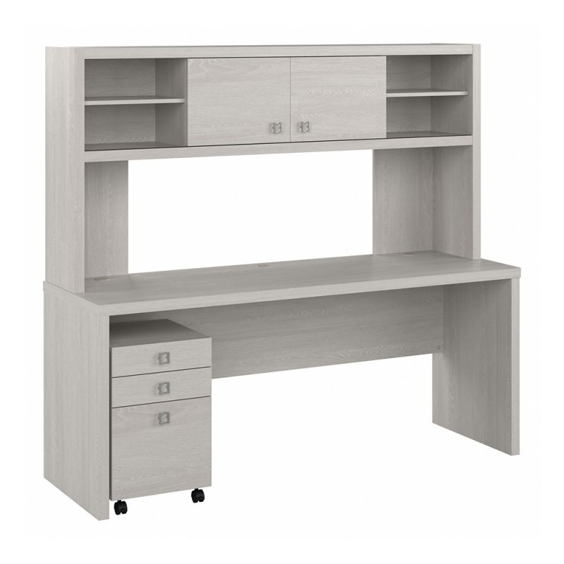 Bush Business Furniture - Echo 72W Computer Desk with Hutch and 3 Drawer Mobile File Cabinet in Gray Sand - ECH048GS
