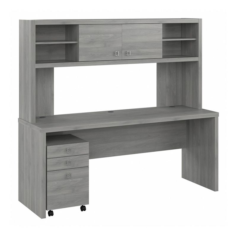Bush Business Furniture - Echo 72W Computer Desk with Hutch and 3 Drawer Mobile File Cabinet in Modern Gray - ECH048MG