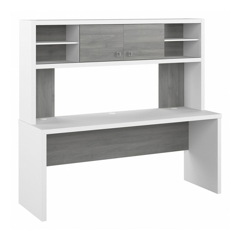 Bush Business Furniture - Echo 72W Computer Desk with Hutch in Pure White and Modern Gray - ECH056WHMG