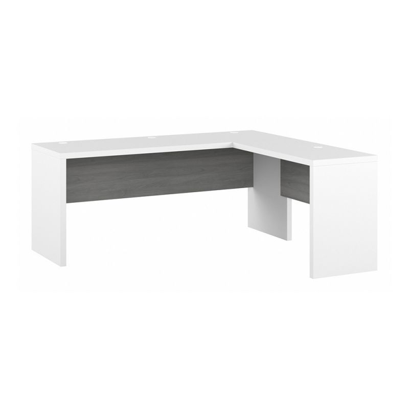 Bush Business Furniture - Echo 72W L Shaped Computer Desk in Pure White and Modern Gray - ECH054WHMG