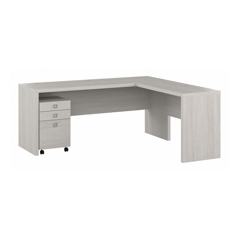 Bush Business Furniture - Echo 72W L Shaped Computer Desk with 3 Drawer Mobile File Cabinet in Gray Sand - ECH050GS