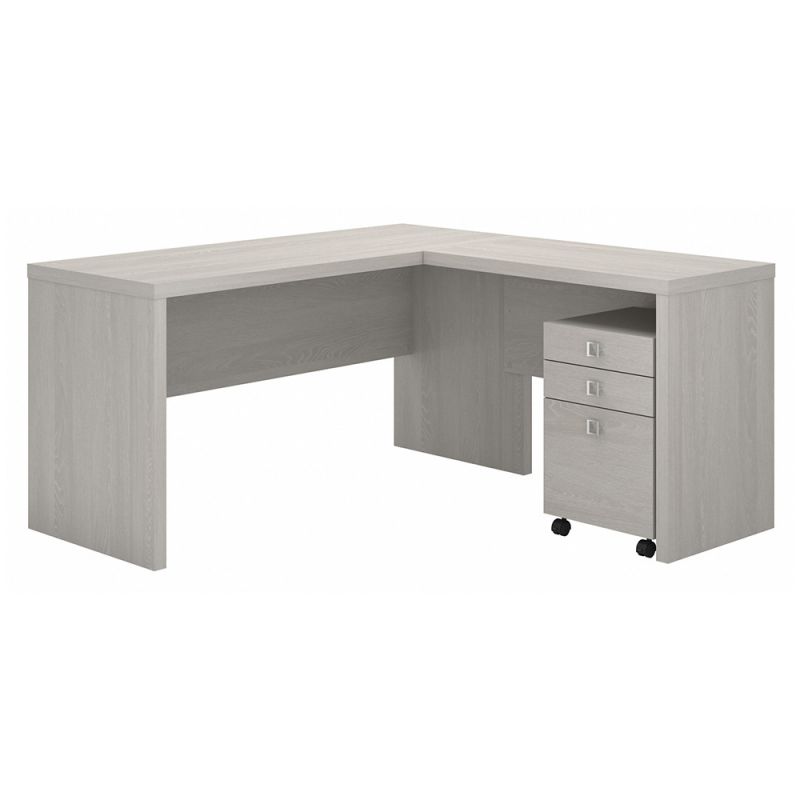 Bush Business Furniture - Echo L Shaped Desk with Mobile File Cabinet in Gray Sand - ECH008GS