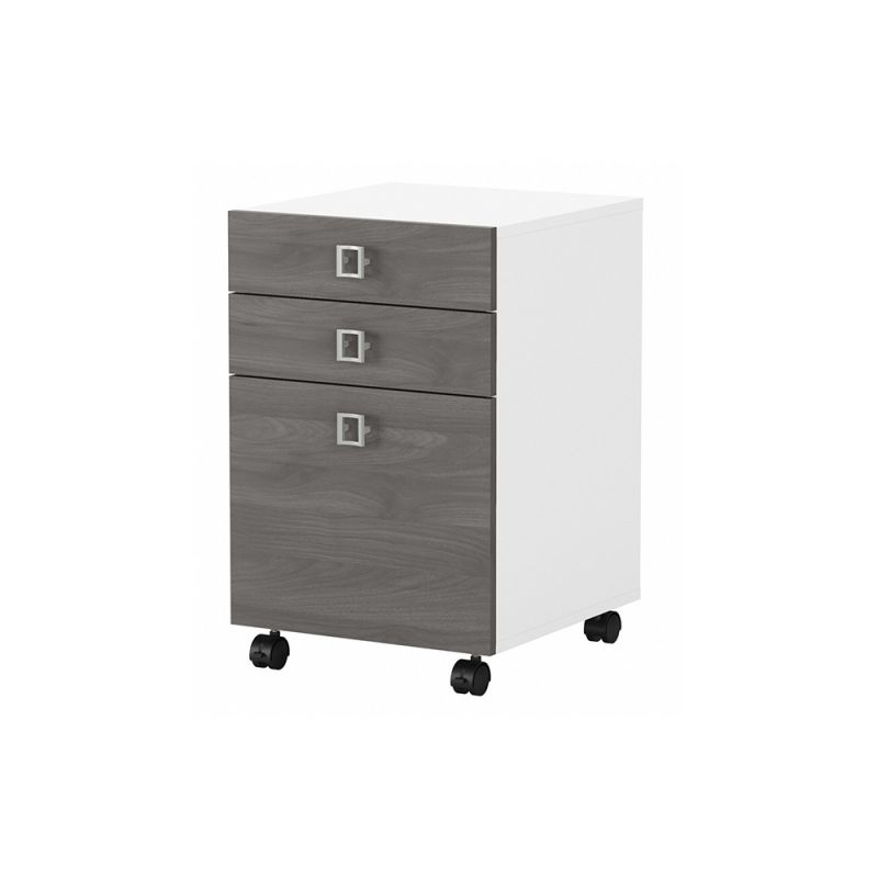 Bush Business Furniture - Echo 3 Drawer Mobile File Cabinet in Pure White and Modern Gray - KI60501-03