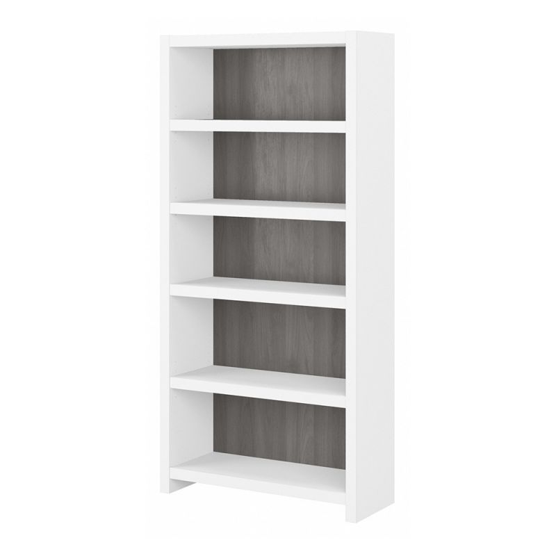 Bush Business Furniture - Echo 5 Shelf Bookcase in Pure White and Modern Gray - KI60504-03