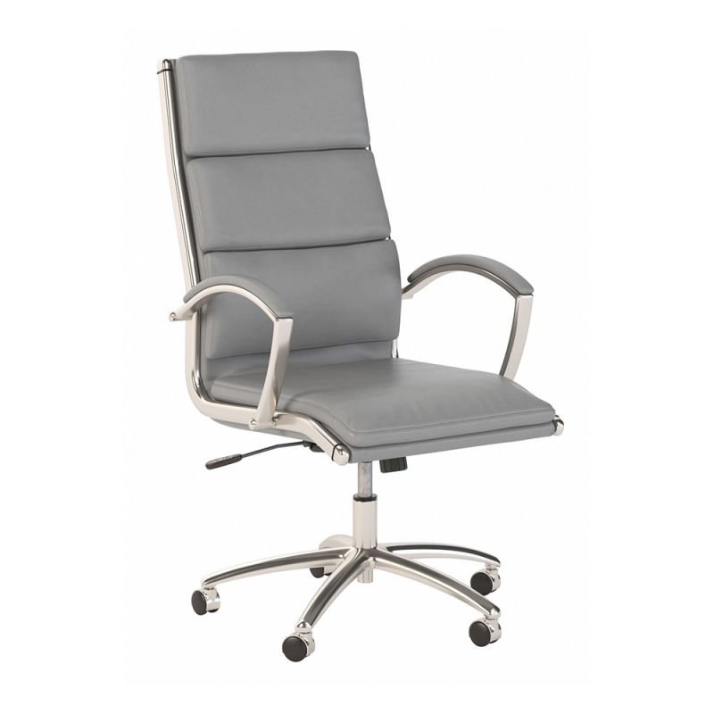 Bush Business Furniture - Echo High Back Leather Executive Chair in Light Gray - ECH035LG