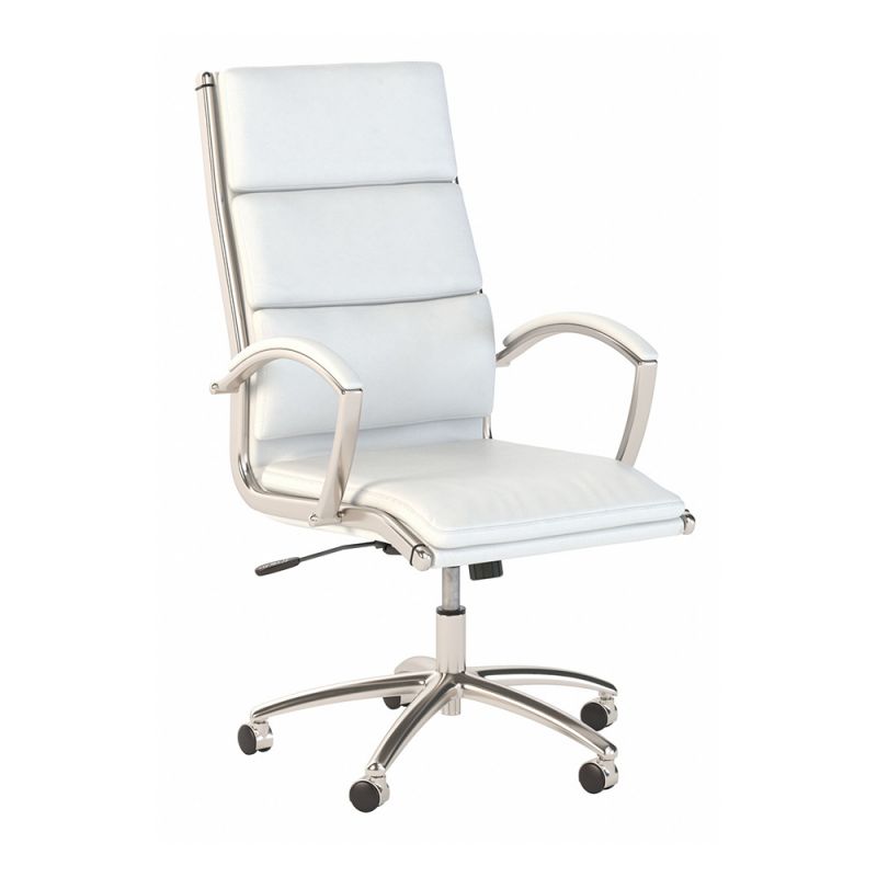Bush Business Furniture - Echo High Back Leather Executive Chair in White - ECH035WH