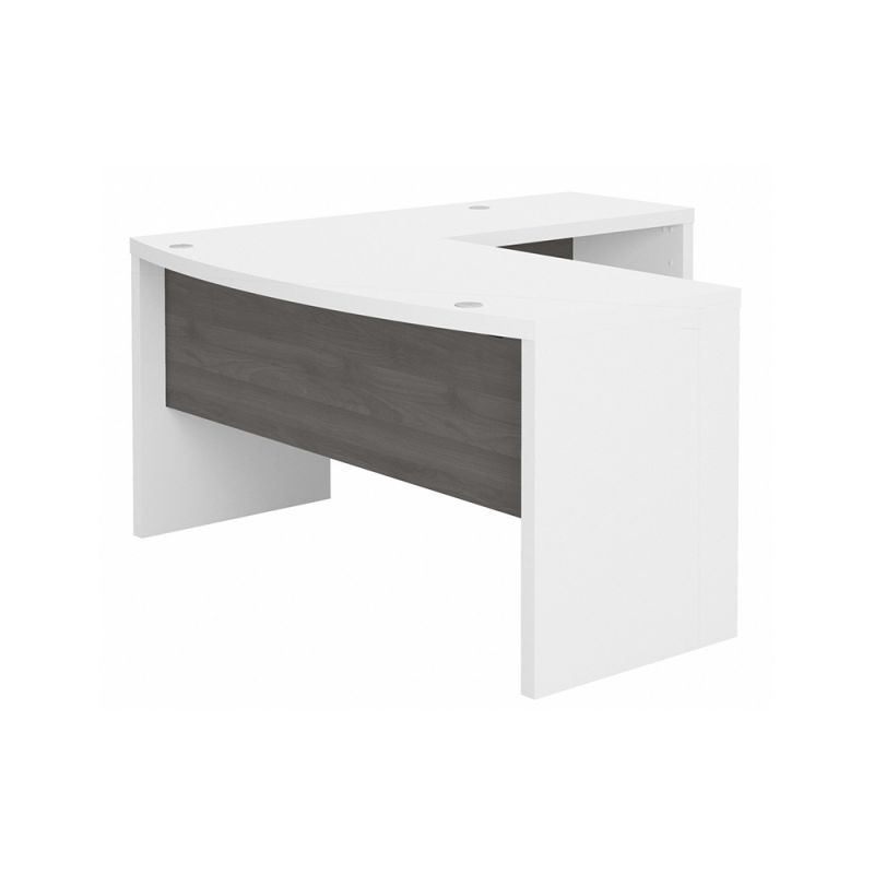 Bush Business Furniture - Echo L Shaped Bow Front Desk in Pure White and Modern Gray - ECH025WHMG