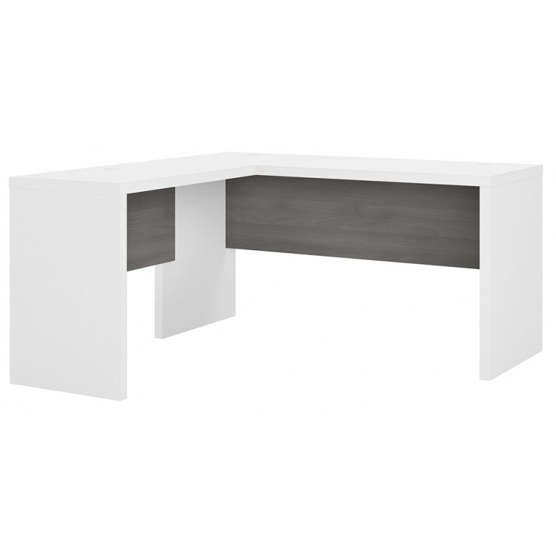 Bush Business Furniture - Echo L Shaped Desk in Pure White and Modern Gray - ECH026WHMG